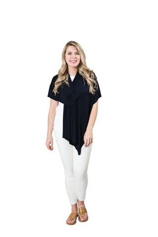 navy 100% Viscose One Size Keyhole Wrap Shawl