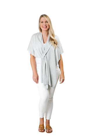 metallic silver 100% Viscose One Size Keyhole Wrap Shawl