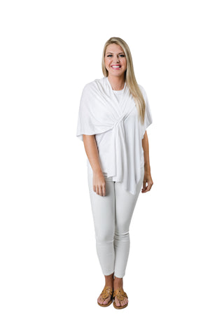 white 100% Viscose One Size Keyhole Wrap Shawl