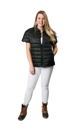 Black short sleeved puffer vest