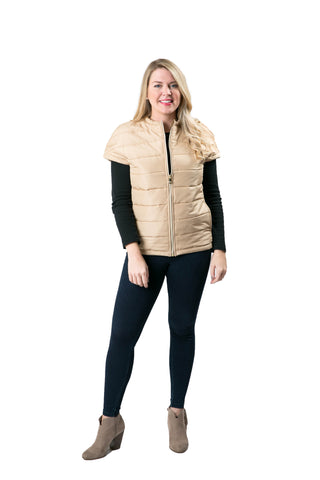 Camel short sleeved puffer vest
