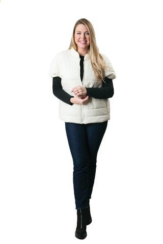 Cream short sleeved puffer vest