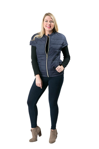 Navy short sleeved puffer vest