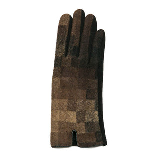 Shades of browns ombre checkered pattern texting glove