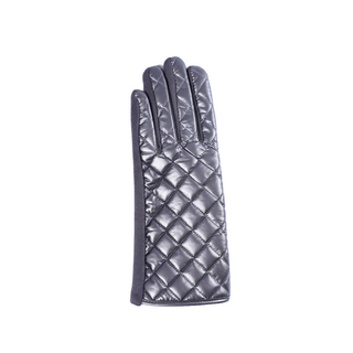 Quilted Monica Gloves in glossy metallic finish – warm and fashionable for winter.