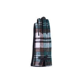 Image 2 (Green Plaid) – Corinne Plaid Glove in green and black plaid with bow embellishment.