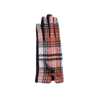 Image 3 (Orange Plaid) – Corinne Plaid Glove in orange and black plaid with bow detail.