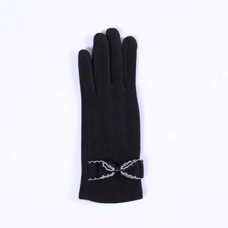 Black Isla Glove – Black Isla Glove with sweet bow accent and white stitched detailing