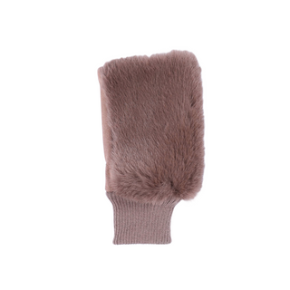 GL44-BRN.png – Blythe Gloves in rich brown faux fur with ribbed cuff