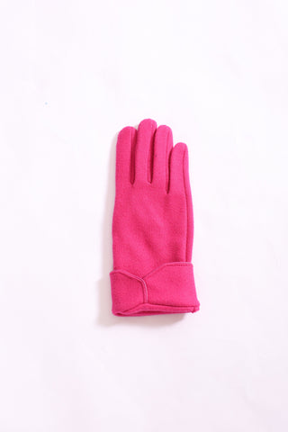 Magenta Gloves (flat lay) – Evette Glove in bold magenta pink, chic and vibrant women’s winter glove.