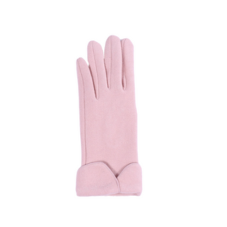 Pink Gloves (flat lay) – Evette Glove in blush pink with chic cuff detail, elegant women’s dress glove.