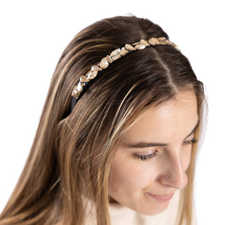 Alt: Verity Headband in gold with shimmering jewels – glamorous statement headband.