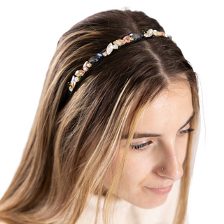 Alt: Verity Headband in multi-color crystals – playful and radiant jeweled accessory.