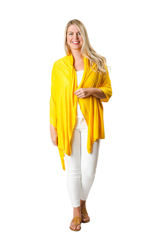 Woman wearing yellow colored shawl