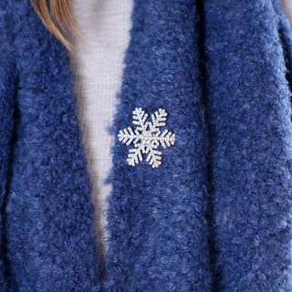 Large silver snowflake magnetic brooch