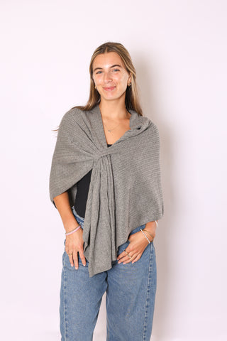 Cable Knit Keyhole Wrap – Cozy & Chic Layer with Diamond Point Back