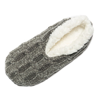 gray chenille slipper with sherpa lining