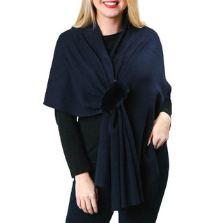Navy keyhole wrap with navy faux fur loop