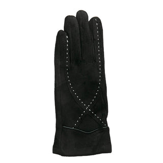 Black Ethel Glove with x-stitching in white