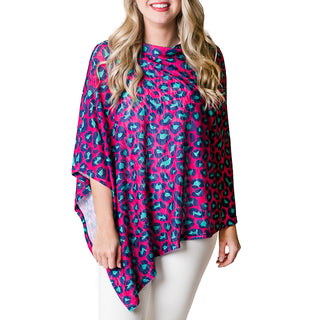 Magenta Leopard Printed one size poncho