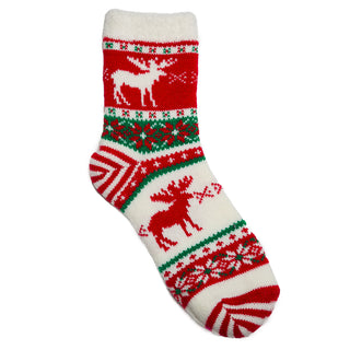 red and green moose wintry socks