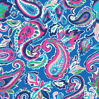 Costal inspired fabric featuring navy starfish and turquoise coral patterns on a cream background