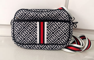 Gray Camo Print Crossbody Bag with adjustable and detachable strap and nylon lining