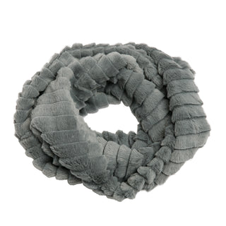 Faux Fur Loop Infinity Scarf in gray chinchilla print