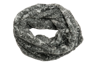 Faux Fur Loop Infinity Scarf in gray snake print