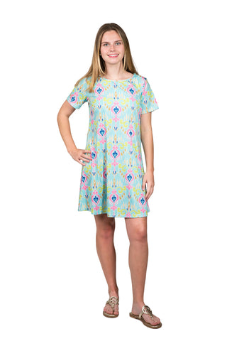T-shirt Dress with turquoise multicolor 
