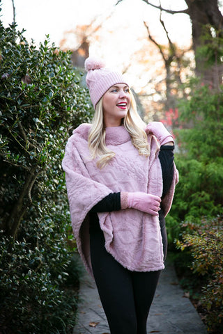 ligh pink Nicole Glove in faux suede with faux fleece cuff detail