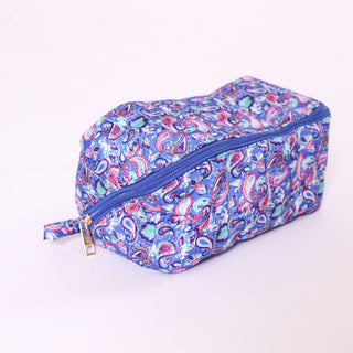 Paisley print glam bag in blue and pink 