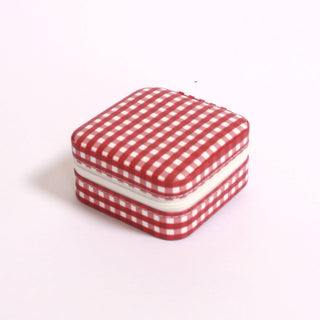 Maroon Gingham Jewelry Case