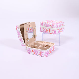 watercolor coral patterned jewelry box