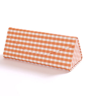 Burnt Orange and white gingham foldable sunglasses case 