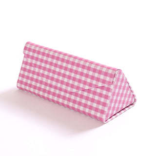 Hot pink and white gingham foldable sunglasses case