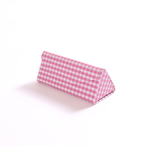 hot pink and white gingham sunglass case