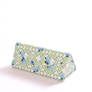 Green hydrangea bamboo printed sunglasses case