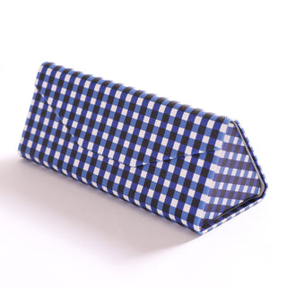 Navy and white gingham foldable sunglasses eyewear holder