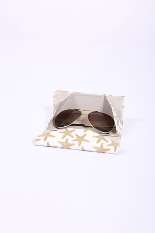 Sunglasses in a sequins starfish foldable sunglasses case