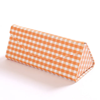 Bright Orange and white gingham foldable sunglasses case
