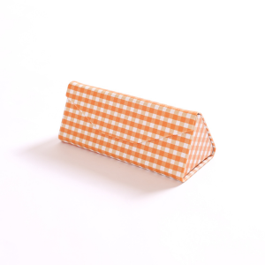 bright orange and white gingham sunglass case