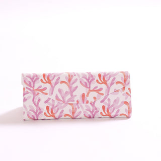 Pink watercolor coral reef printed sunglasses case