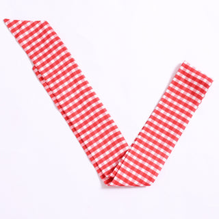 Red gingham twillie ribbon scarf for hair or bag accessory