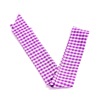 Purple gingham twillie ribbon scarf for hair or bag accessory.