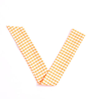 Bright Orange gingham twillie ribbon scarf for hair or bag accessory.