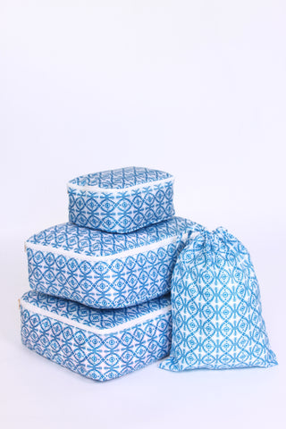 Blue Floral Lace Packing cubes set