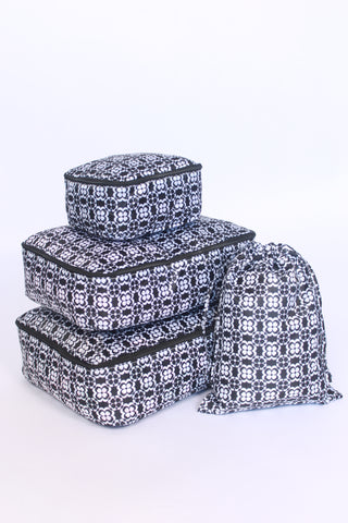 Black Geometric Floral Packing cubes set