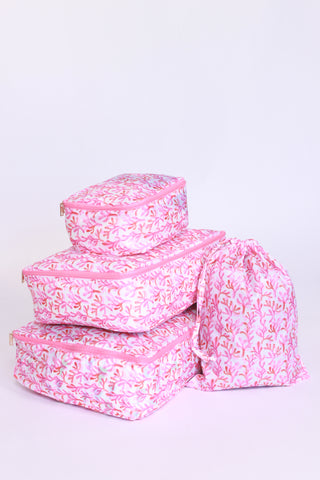 pink watercolor coral Packing cubes set