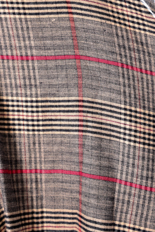 Close-up of camel plaid print